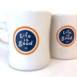 "Life is Good" Heavy Diner Style Coffee Mug SET OF TWO